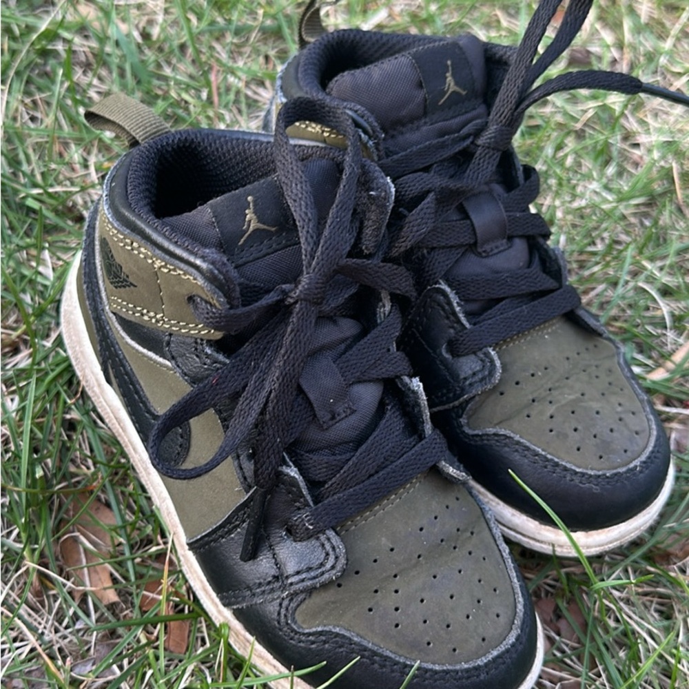 Kids Black and Green Nike Shoes